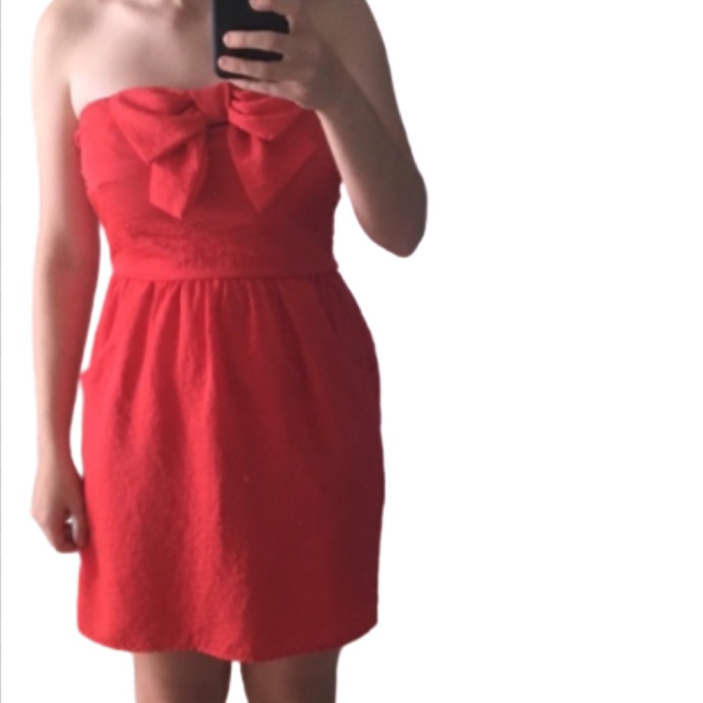 Karlie Red Strapless Bow Dress With Pockets Size S
